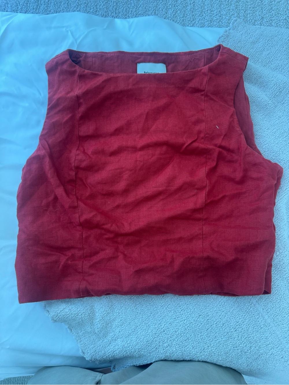Reformation red linen top